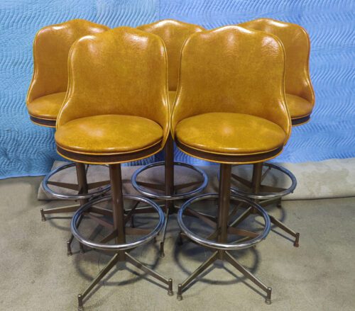 Set of Five Vintage High Back Barstools